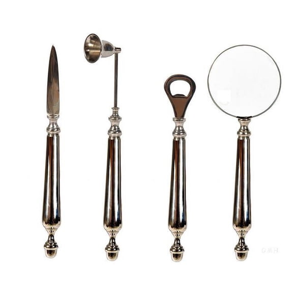 Old Modern Handicrafts AK044 Magnifier, Letter & Bottle Opener & Candle Snuffer - Set of 4