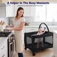 thumbnail image 3 of SACVON Baby Playard with Detachable Infant Bassinet and Changing Table, Foldable Travel Play Yard with Storage Basket and Wheels,Black, 3 of 7