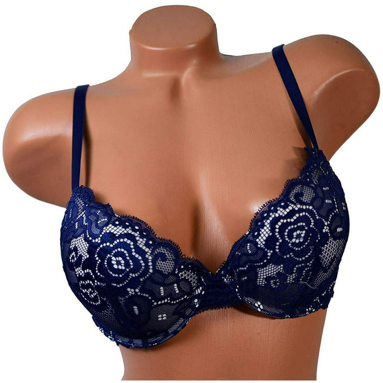 6 Pieces ADD 1 Cup Lace Polka Dot Wired Double Pushup Push Up Bra B/C (36A)