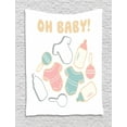 thumbnail image 1 of Oh Baby Tapestry, Newborn Baby Element Pattern with Infant Bodysuit Feeding Bottle and Rattle Figures, Wall Hanging for Bedroom Living Room Dorm Decor, 40W X 60L Inches, Multicolor, by Ambesonne, 1 of 2