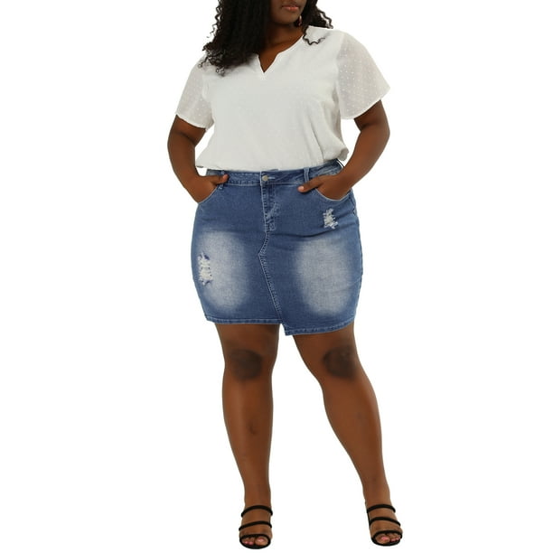 Walmart plus hotsell size denim skirt