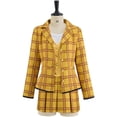 thumbnail image 2 of Women's Fancy Yellow Plaid Dress School Uniform Suit Jacket Shirt Vest Skirt Set, 2 of 10
