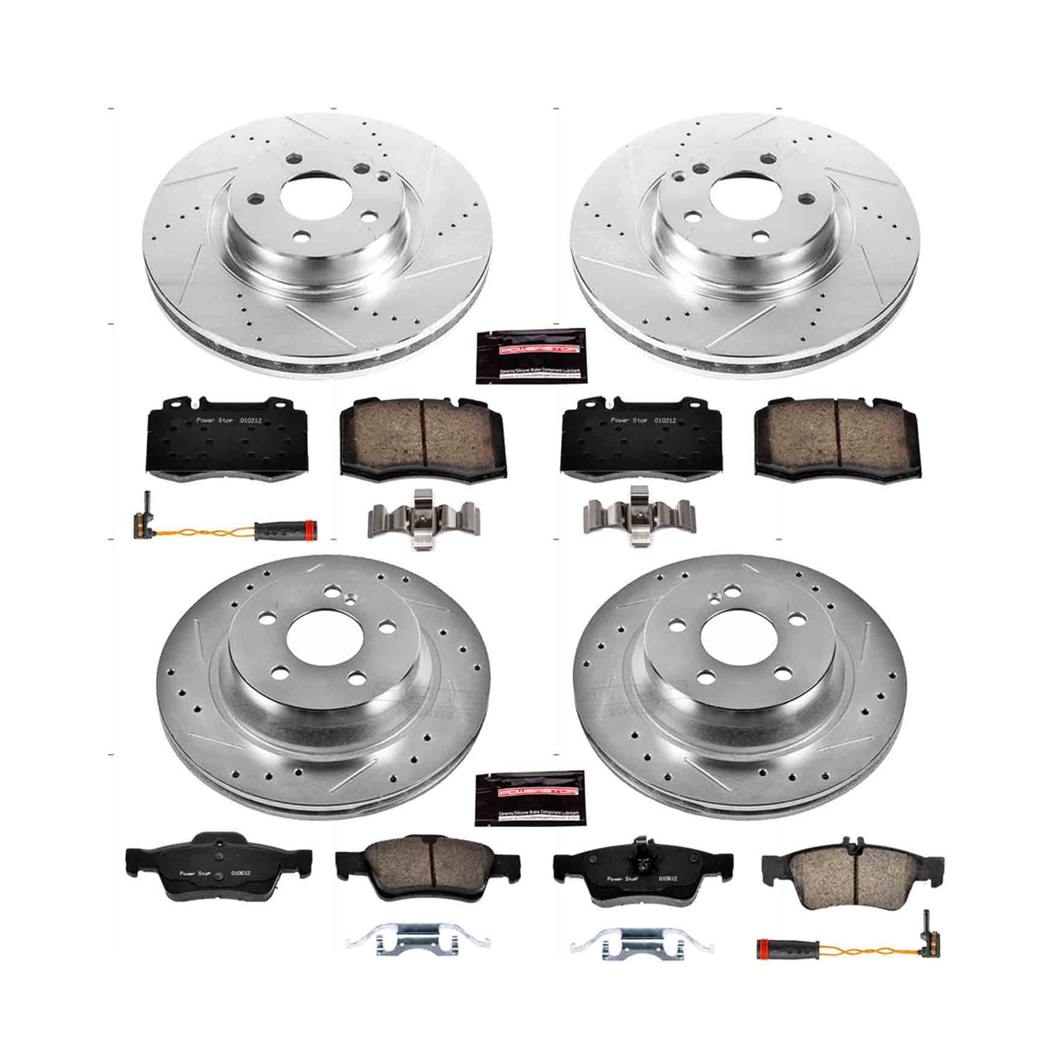 PowerStop Front and Rear Z23 Evolution Sport Carbon-Fiber Ceramic Brake Pad and Drilled & Slotted Rotor Kit Fits: MERCEDES-BENZ Select Models K6753