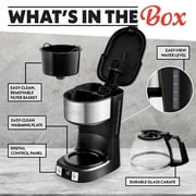 Gourmia 5 Cup Programmable Drip Coffee Maker with Brew Later, Black