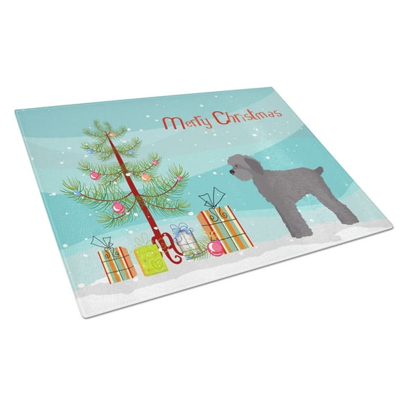 Carolines Treasures CK3865LCB Grey Schnoodle Christmas Tree Glass Cutting Board Large, 12H x 16W, multicolor
