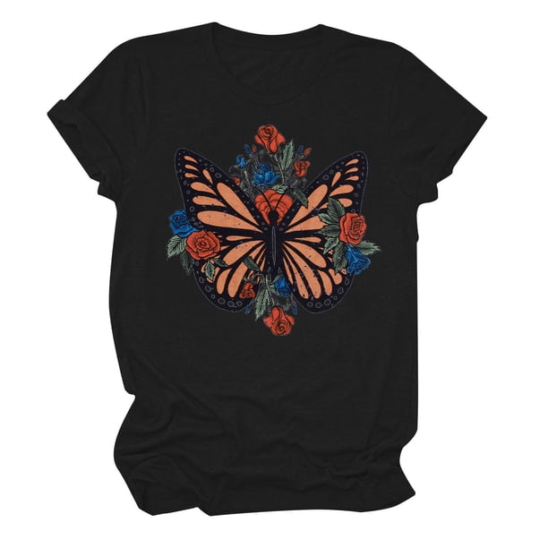Blusa suelta de manga corta con cuello redondo y estampado a la moda para mujer Fridja zx1142