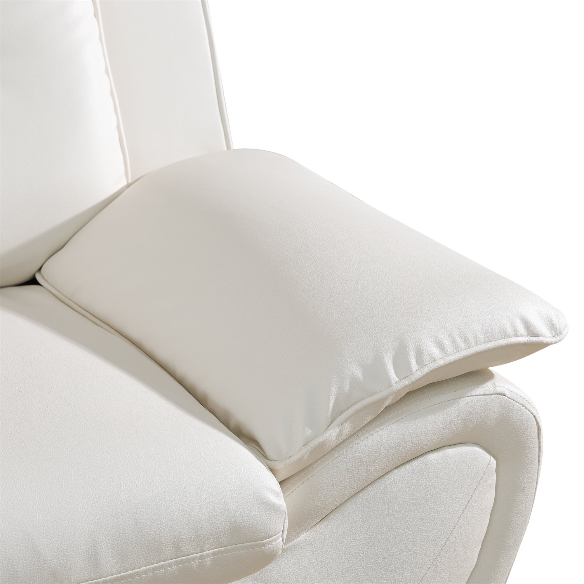 Aukfa 3 Piece Sofa Set - 61" Wide Upholstered Loveseat Couch for Living Room Bedroom, Leather, White