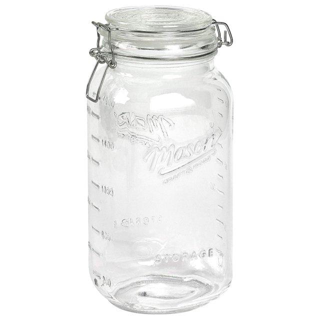 Frascos herméticos de vidrio transparente con abrazadera para almacenar alimentos en la cocina, 101 onzas (3 litros) Frasco con abrazadera extragrande