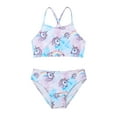 thumbnail image 3 of YEAHDOR Kids Little Toddler Girls Cartoon Print 2Pcs Swimsuit Swimming Tops with Bikini Triangle Set, 3 of 7