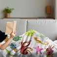 thumbnail image 3 of Marine Soft Flannel Fleece Blanket, Sea Animals Octopus Dolphin Shells Stingray Crab Turtle Jellyfish Wildlife Graphic, Cozy Plush for Indoor and Outdoor Use, 50" x 60", Multicolor, by Ambesonne, 3 of 5