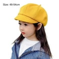 thumbnail image 5 of Callipe Children Beret Short Brim Vintage Solid Color Newsboy Cap Warm Autumn Winter Cap Girls Octagonal Cap Daily Outdoor Activities Headwear, 5 of 7