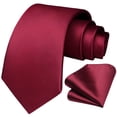 thumbnail image 3 of HISDERN Mens Solid Color Ties Formal Satin Necktie and Pocket Square Set Classic Tie & Handkerchie, 3 of 7