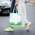 thumbnail image 6 of YFYANG Reusable Cotton Canvas Tote Shopping Bag, Green Spring Washable Portable Grocery Bag for Daily Travel, 6 of 8