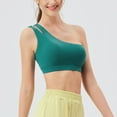 thumbnail image 6 of JGGSPWM Women's Cutout Strap One Shoulder Sports Bra Medium Support Workout Yoga Green L, 6 of 9