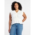 thumbnail image 2 of Time and Tru Women's Textured Tie Front Top, Sizes XS-XXXL, 2 of 6