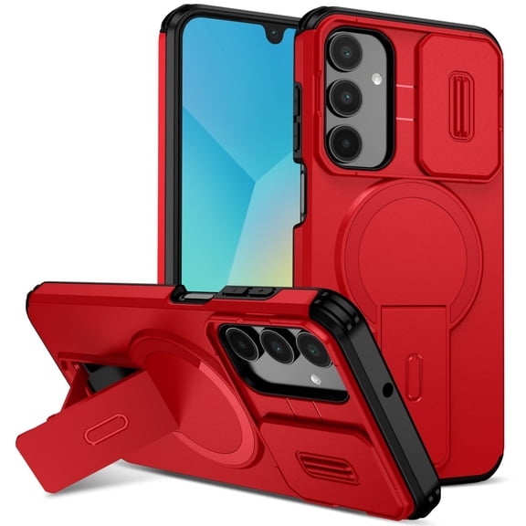 SELOZKE for Samsung Galaxy A16 5G Red Phone Holder, Magnetic Protective Phone Case