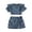 v#17Blue40, variant on Rggeeun Toddler Girls Outfit Sets 2 Piece Solid Color Ruffled Short Sleeve Crew Neck Top & Denim Elastic High Waist Shorts & Layered Ruffle Trim Slim Fit For Everyday Use Casual Suit,Blue,5-6 Years
