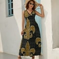 thumbnail image 5 of Black And Gold Fleur De Lis Sleeveless Dress Dresses Women Summer Evening Dresses Ladies Bohemia Long Dresses, 5 of 9
