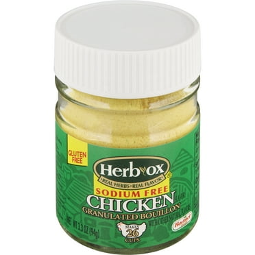 HERB-OX Sodium Free Granulated Chicken Bouillon, Shelf Stable, Liquid, 3.3 oz Plastic Bottle
