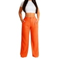 thumbnail image 2 of Women's Pants Casual Stretch S Linen Cotton Summer Breathable Straight Leg Cotton Trousers, 2 of 4