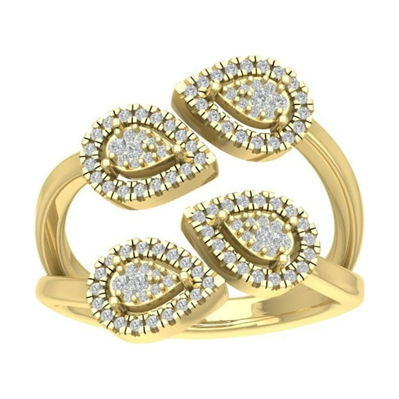 ARAIYA FINE JEWELRY 10K Yellow Gold Lab Grown Diamond Pear Shaped Band Ring (1/2 cttw, D-F Color, VS Clarity), Size 7