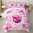 thumbnail image 2 of jejeloiu Pink Disco Cowgirl Twin Quilt Set Kids,Girly Western Pattern Twin Coverlet Set,2 Pieces, 2 of 7