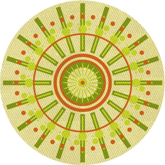 Ahgly Company Machine Washable Indoor Round Transitional Orange Gold Area Rugs, 3' Round