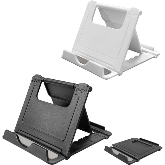 CCOCC 2 Pack Cell Phone Stand,Foldable Phone Holder for Desk,Compatible with Phones,Switch,All Phones,Black & White