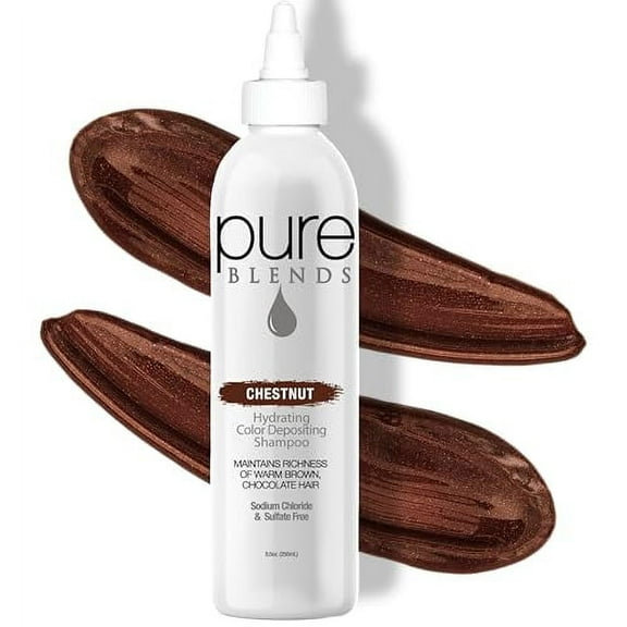 Pure Blends Chestnut Hydrating Color Depositing Shampoo Brighten & Tone Color Faded Hair Semi Permanent Hair Dye Prevents Color Fade Extend Color Service on Color Treated Hair 8.5 Oz.