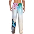 thumbnail image 3 of Sigee Butterfly In Blossoms Zen Print Men's Pajama Pants - Soft Lounge Sleep Bottoms with Elastic Waistband and Pockets-X-Large, 3 of 9