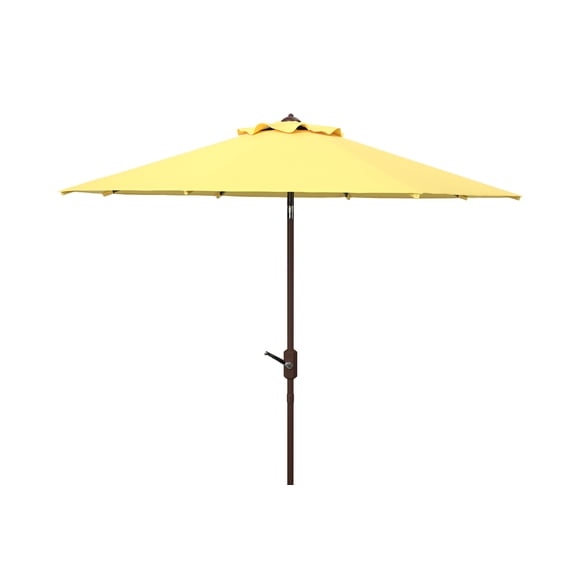 SAFAVIEH Ortega 9' Market Crank Auto Tilt Patio Umbrella, Yellow