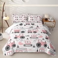 thumbnail image 2 of Erosebridal Grid Excavator Truck Twin Quilt Set for Girls, Line Print Twin Coverlet Set, Pink White, 2 Pieces, 2 of 7