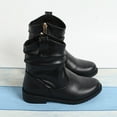thumbnail image 5 of Otqutp Baby Winter Boots Girls Zip Side Boots Western Boots Kids Ankle Boots Girls Low Heel Riding Booties with Zipper Fall Short Ankle Booties(Black,11.5-12 Years), 5 of 5