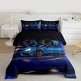 thumbnail image 2 of jejeloiu Blue Cool Car Queen Comforter Set,Extreme Sport Lover Bedding Comforter Set For Racing Gamer Reversible 3-Piece, 2 of 8