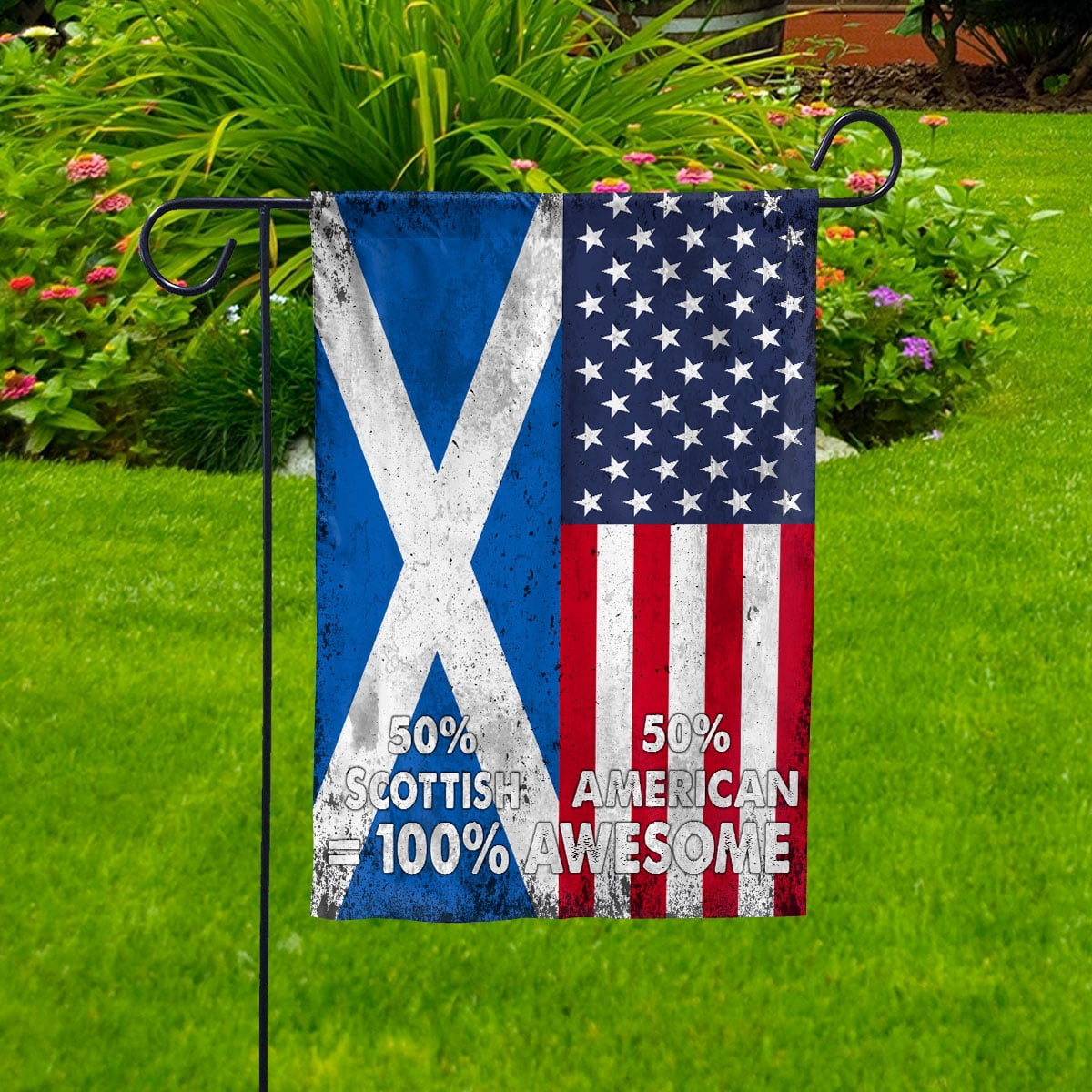 Flag American Half Scottish Flag Scottish American Friendship Scotland U.S.A Patriotic Proud House Flag, Double-Sided Decorative Outdoor Flag, Polyester Yard Flag 29.5 x 39.5 in
