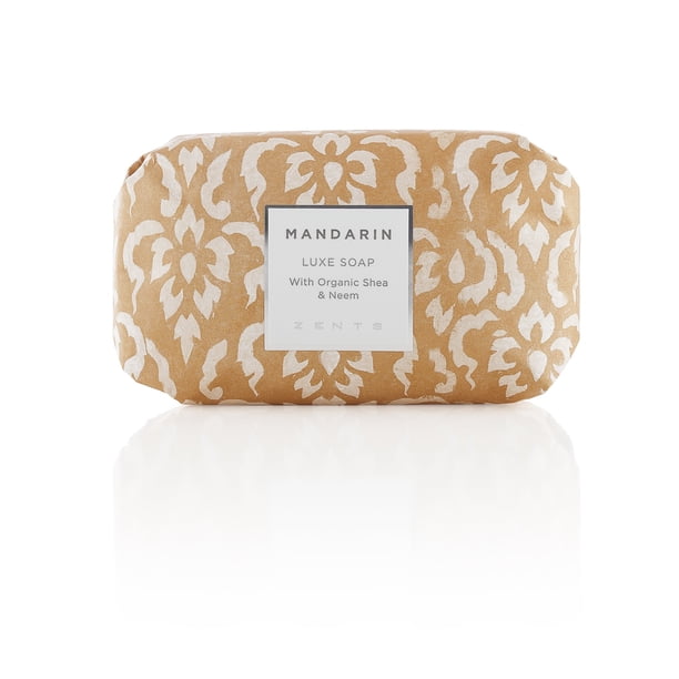 Jabón de barra Zents de lujo de triple molienda (fragancia de mandarina) | Jabón Hidratante con Manteca de Karité Orgánica | Jabón suave para manos y cuerpo | Nutre y suaviza la piel | 5,7 onzas