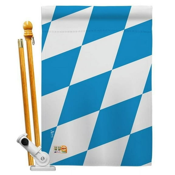 Americana Home & Garden AA-CY-HS-140025-IP-BO-D-US18-AG 28 x 40 in. Bavaria Flags of the World Nationality Impressions Decorative Vertical Double Sided House Flag Set & Pole Bracket Hardware Flag Set