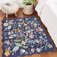 thumbnail image 2 of Floral Square Area Rug For Family: Washable 5x5 Scalloped Carpet Living Room Bedroom Soft Water Resistant Floor Mat With Non Slip Backing Kitchen Dorms Farmhouse Home Decor(5x5 Purple), 2 of 7