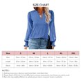 thumbnail image 5 of Blusa con volantes, manga abullonada, cuello en V, manga larga, color puro, tops de moda para mujer, 5 of 5