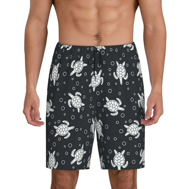 Fotbe Turtle Pantalones Cortos de Pijama para Hombre, Ropa de Dormir, Pantalones de Pijama Cortos para Hombre-Large