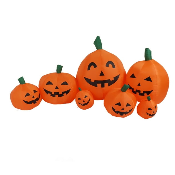 Decoración inflable de Halloween para interiores, 7 piezas de calabaza inflable de Halloween, accesorios de decoración de Halloween, decoración de patio inflable de Halloween probada y confiable