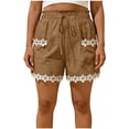 thumbnail image 3 of Sentmoon Womens Running Shorts Drawstring High Elastic Waist Womens Summer Shorts Stretchy Solid Color Lace Regular Fit Womens Casual Shorts with Pockets Trendy S-2XL, 3 of 9