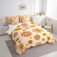 thumbnail image 3 of jejeloiu Cartoon Cute Flower 7-Piece Twin Bedding Sets,Kawaii Floral Bedding Comforter Set,Orange Daisy Blossom Sheet Sets For Girls Teens,Ultra Soft Home Decor Reversible, 3 of 8