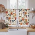 thumbnail image 2 of Spring Floral Tier Curtains, Colorful Vintage Botanical Butterfly Light Filtering Kitchen Curtains, 2Pcs Rod Pocket Half Window Treatments Panels for Sink Cafe Cabinet Basement 27.5x45 Inches, 2 of 9