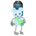 Posh Paws Dog Toy Flattie Koala with Rope, Green and Blue
