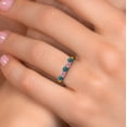 thumbnail image 4 of Gem Stone King 18K Yellow Gold Plated Silver London Blue Topaz and Pink Lab Grown Diamond Wedding-Bands Ring for Women | 1.02 Cttw | Round 3.5MM | Gemstone November Birthstone | Size 6, 4 of 6