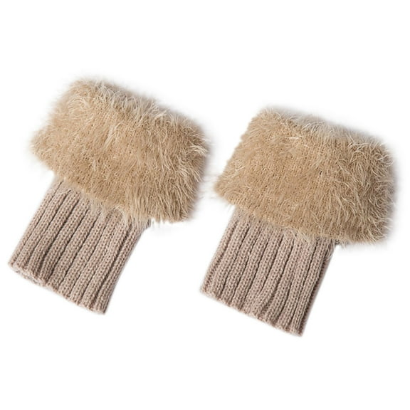 Wipya Knitted Leg Warmers Boot Socks Cuff for Women Cozy Wool Like Boot Toppers for Skating Dance and Winter Fashion Beige