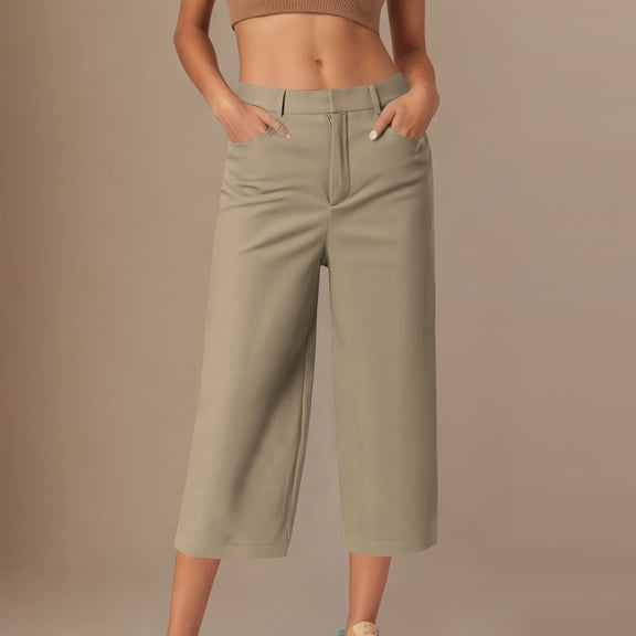 Drovellove Women's Plus Size Casual Capris with Pockets - Loose Fit Cropped Pants for Lounging, Walking, or Outdoor Activities