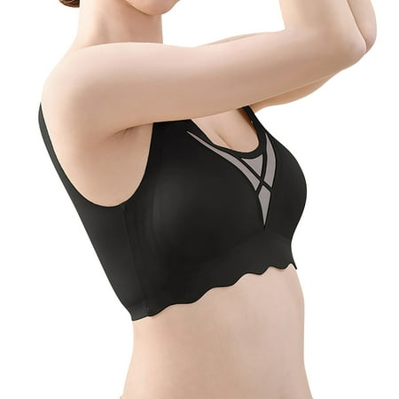 Ploknplq Push Up Bra seamless Bras for Women bra Tank Tops for Women pushup Bras for Women thin Ice Silk Bra Daily Bra Beauty Back Yoga Bra Removable Chest Pad mesh Bras for Women Black 2xl Red S