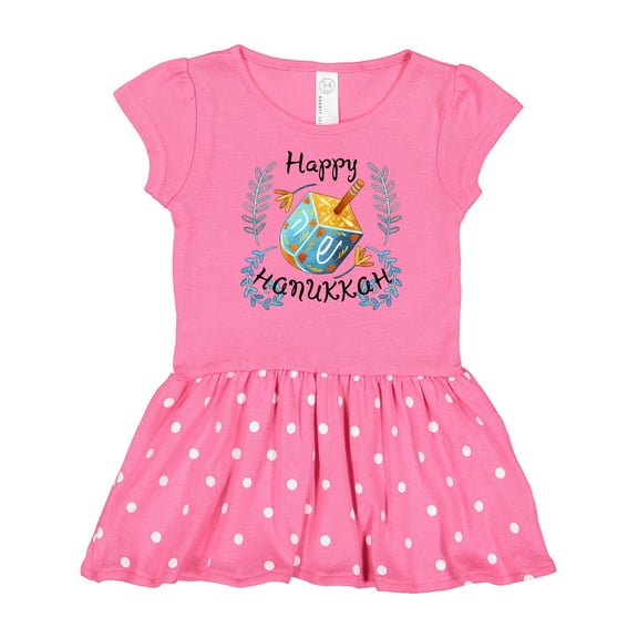 Inktastic Happy Hanukkah Dreidel and Laurels Gift Baby Girl Dress